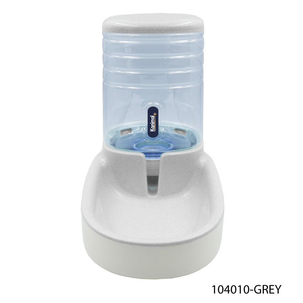 Pet Water Dispenser ที่ให้น้ำอัตโนมัติ ชามน้ำดื่ม พร้อมสปริงดันน้ำ สำหรับสุนัขและแมว Size L ความจุ 3.8 ลิตร (สีเทา)