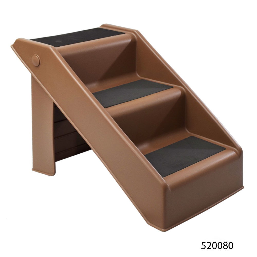 Folding Pet Steps บันไดสัตว์เลี้ยง บันไดพลาสติก สามารถพับเก็บได้ สำหรับขึ้นเตียง โซฟา ฯลฯ ขนาด 51x31x37.5 ซม. (สีน้ำตาล)