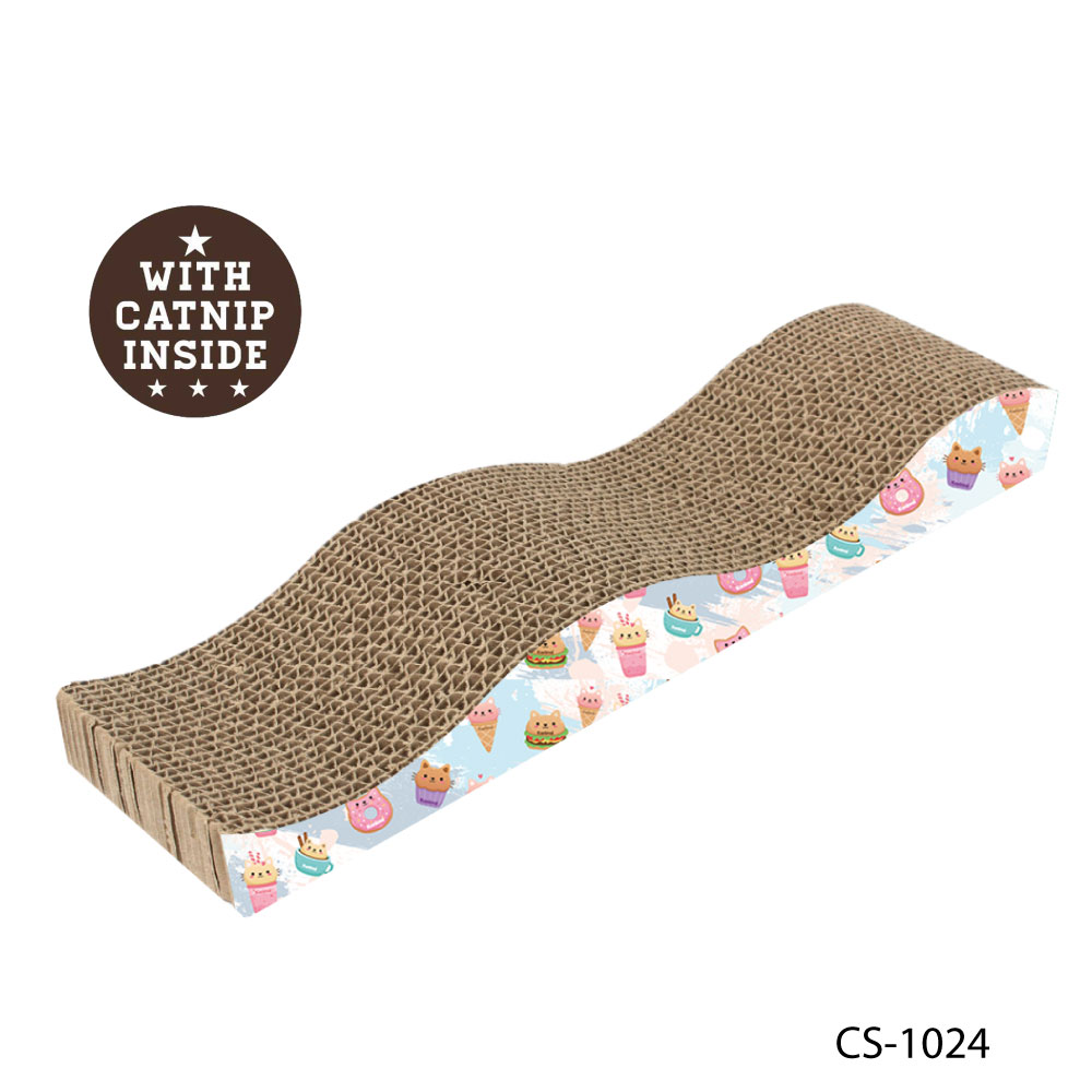 Cat Toy ของเล่นข่วนเล็บ ที่ลับเล็บแมว ที่นอนแมว รุ่น Small Wave สำหรับแมว ขนาด 45.5x12x5 ซม. ฟรี! Catnip กัญชาแมว