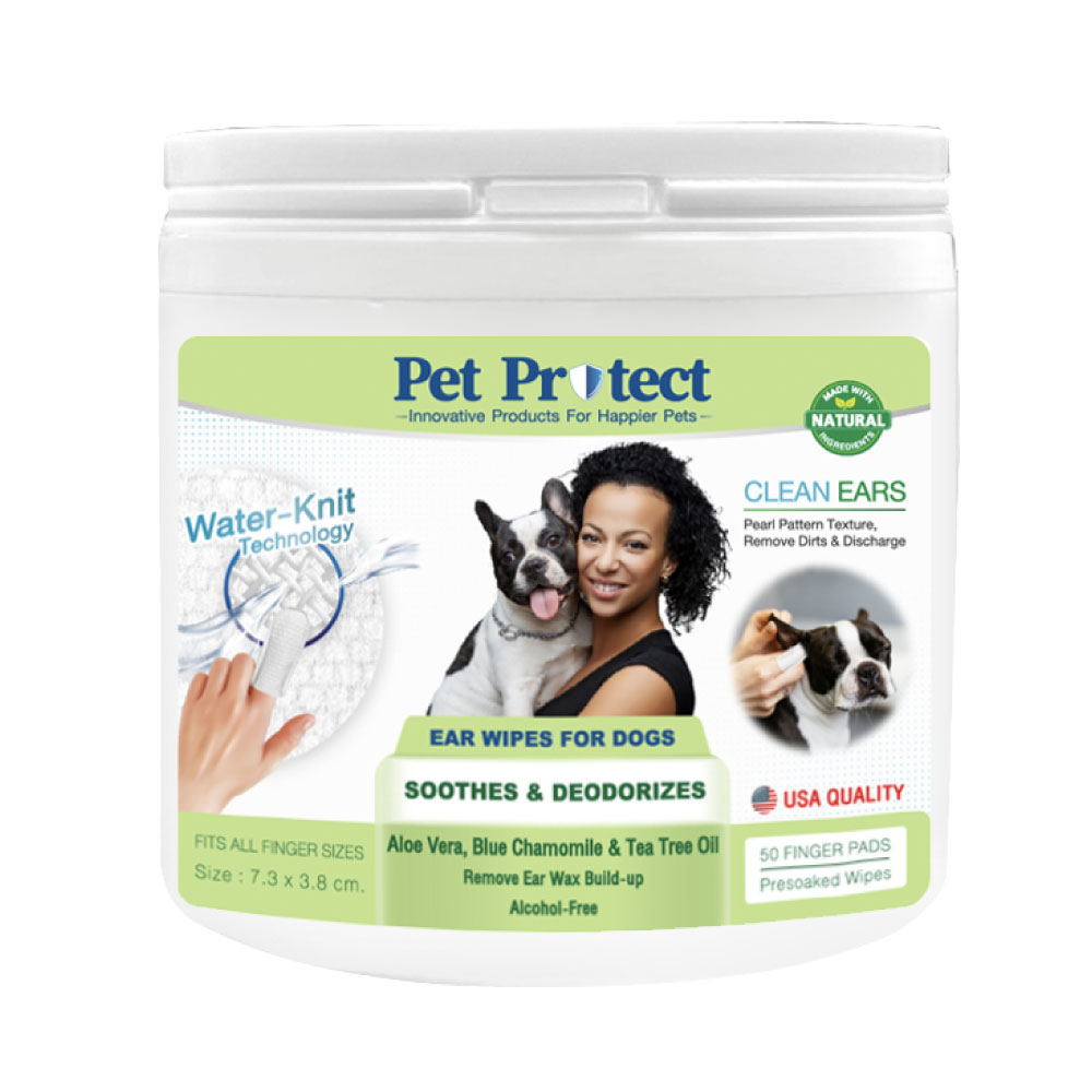 Pet Protect Dog Ear Wipes ผ้าเปียกเช็ดหูสุนัข ผ้าเปียกสุนัข ช่วยลดอาการอักเสบและคัน ลดกลิ่นเหม็น สำหรับสุนัข (50 ชิ้น/แพ็ค)