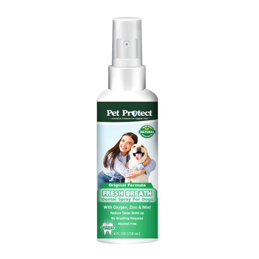 Pet Protect Dog Dental Spray สเปรย์ดับกลิ่นปากสุนัข สูตร Original ช่วยลดคราบหินปูน สำหรับสุนัขทุกสายพันธุ์ 4 Oz. (118 มล./ขวด)