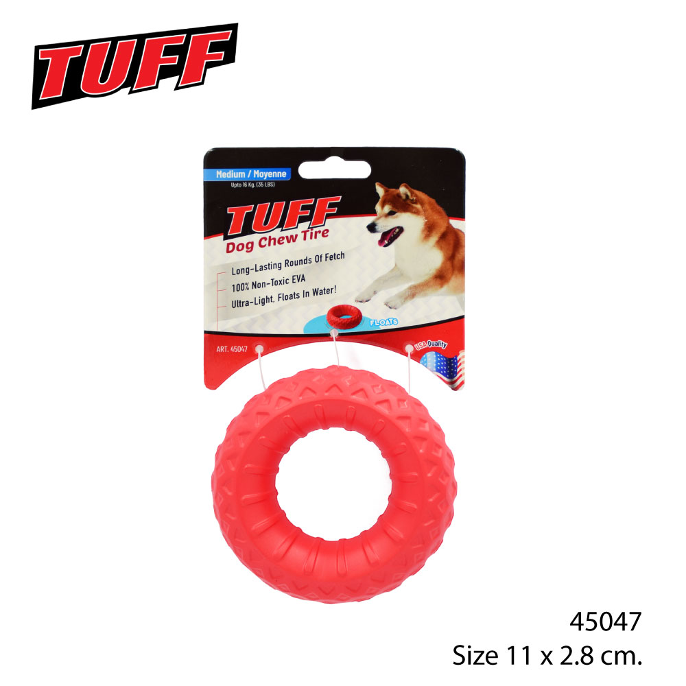 TUFF Chew Tire ของเล่นสุนัข ของเล่นยางรถยนต์ (วัสดุ EVA) ลอยน้ำได้ สำหรับสุนัขพันธุ์เล็ก-กลาง Size M ขนาด 11x2.8 ซม.