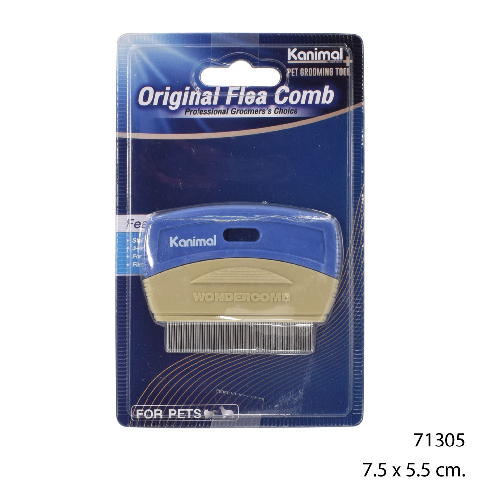 Kanimal Original Flea Comb หวีสางขน หวีสางเห็บหมัด เห็บหมัดออกจากเส้นขน สำหรับสุนัขและแมว ขนาด 7.5x5.5 ซม.