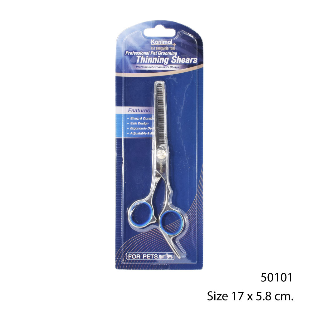 Kanimal Thinning Shears Scissor กรรไกรซอยขน เล็มขน ใช้งานง่าย จับถนัดมือ สำหรับสุนัขและแมว ขนาด 17x5.8 ซม. (ซอยขน)