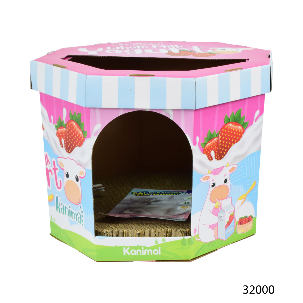 Kanimal Cat Toy ของเล่นแมว ที่ลับเล็บแมว รุ่น Yogurt Box (ประกอบง่าย) สำหรับแมวทุกวัย ขนาด 41.5x41.5x30 ซม. แถมฟรี! Catnip