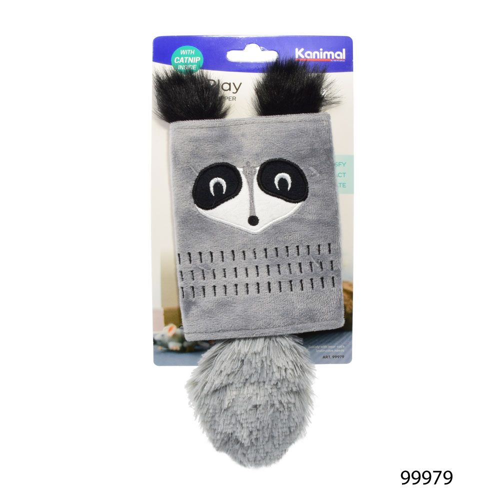 Kanimal Raccoon Slipper ของเล่นแมว ของเล่นตุ๊กตาแรคคูน ยัดไส้ Catnip มีเสียง ก็อปแก๊ป สำหรับแมวทุกสายพันธุ์ ขนาด 22x10 ซม.