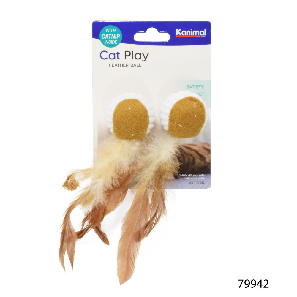 Kanimal Cat Toy ของเล่นแมว ลูกบอลพันขนนิ่ม เล่นสนุก สำหรับแมวทุกวัย ขนาด 15x4 ซม. (2 ลูก/แพ็ค)