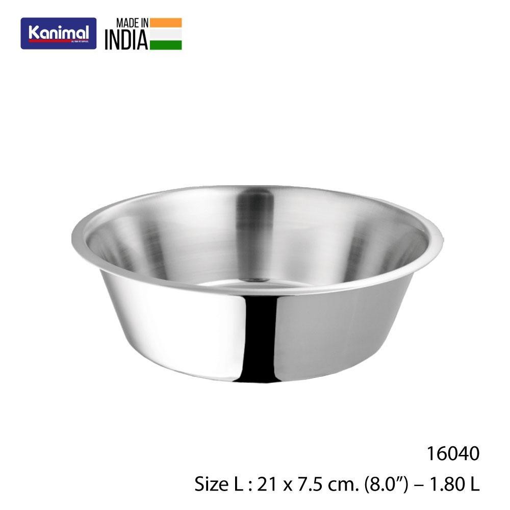 Kanimal Original Pet Bowl ชามอาหารสัตว์เลี้ยง รุ่นสแตนเลส สำหรับสุนัขและแมว Size L ขนาด 21 x 7.5 ซม. (8.0”) – 1.80 L.