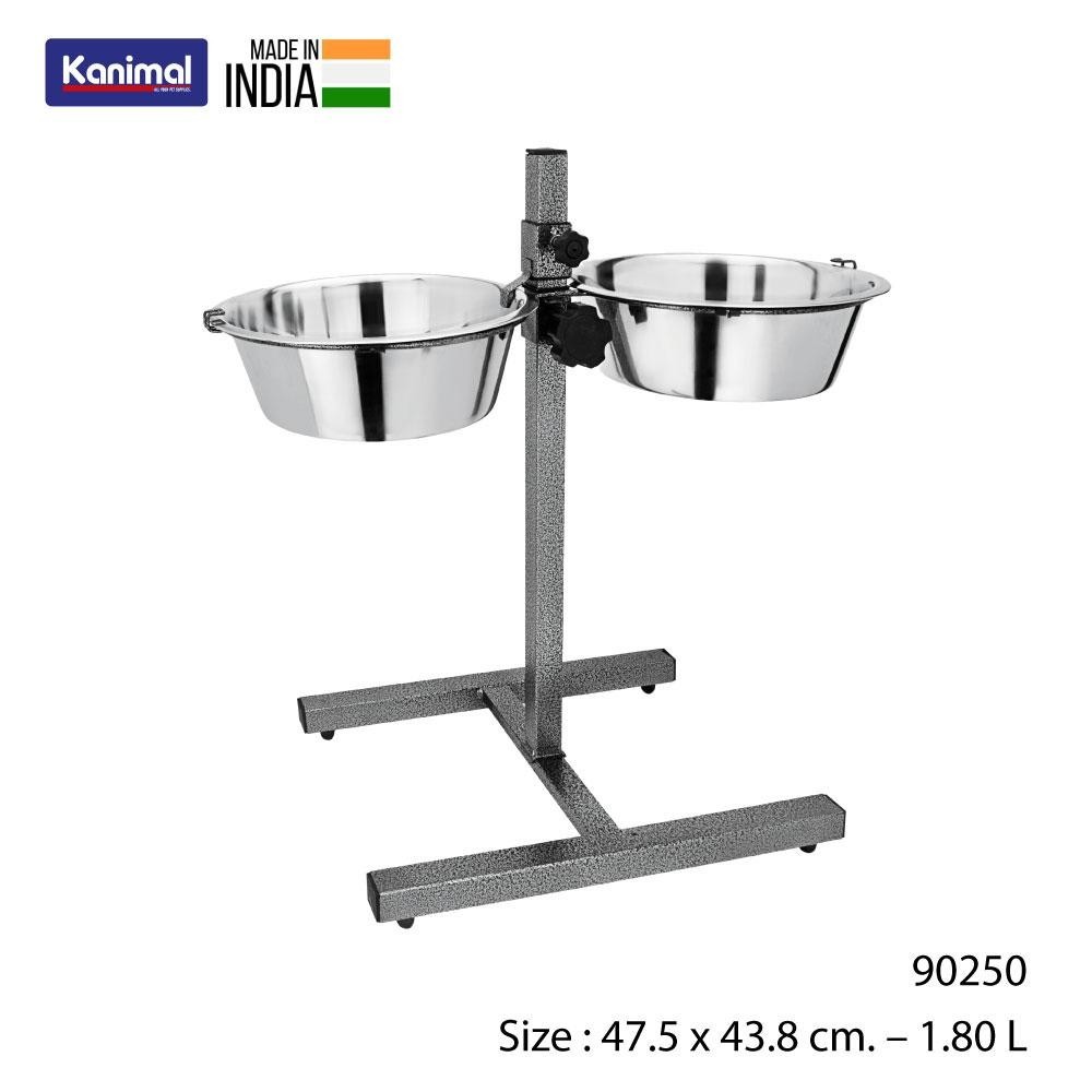 Kanimal Adjustable Double Diners (Regular) ชามอาหารสัตว์เลี้ยงพร้อมแท่นวางชาม รุ่น Adjustable Double Diners (Regular) สำหรับสุนัข ขนาด 47.5 x 43.8 ซม.– 0.80 L