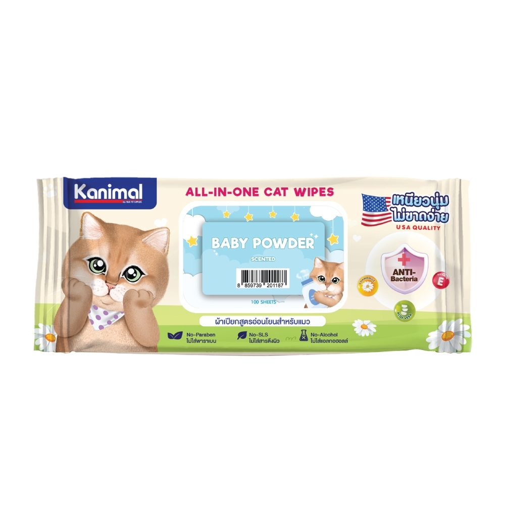 Kanimal Cat Wipes Baby Powder
